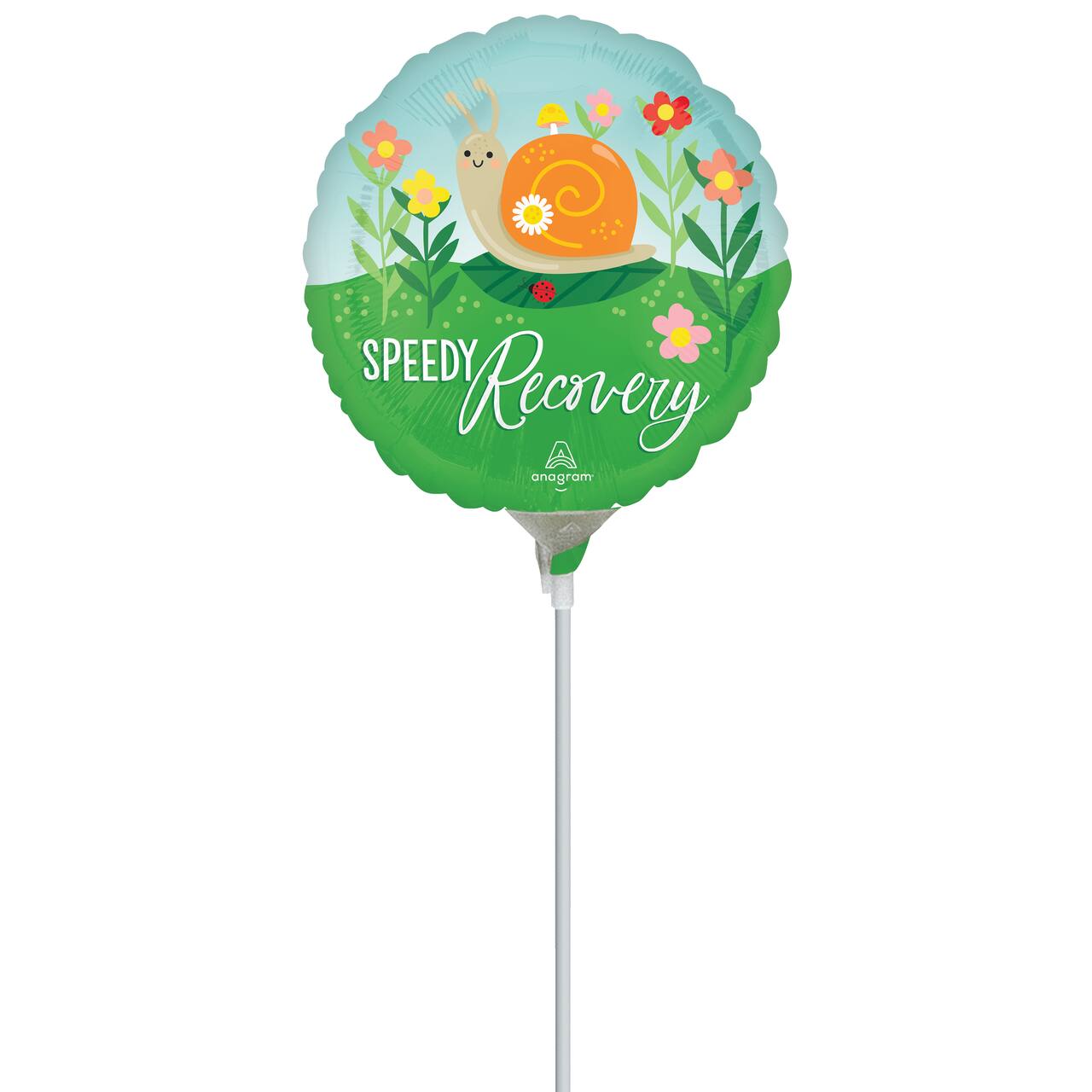 9" Speedy Recovery Snail Foil Stick Balloon